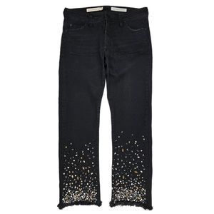 {Anthropologie} Pilcro "Slim Straight" Rhinestone Beaded Stretch Denim Jeans